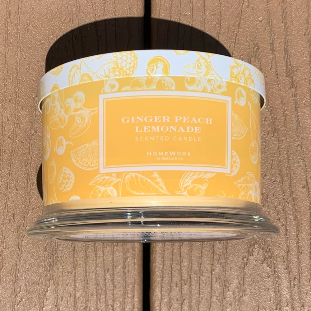 🆕HOMEWORX HARRY SLATKIN “GINGER PEACH LEMONADE” 4 WICK 18oz CANDLE NWTS